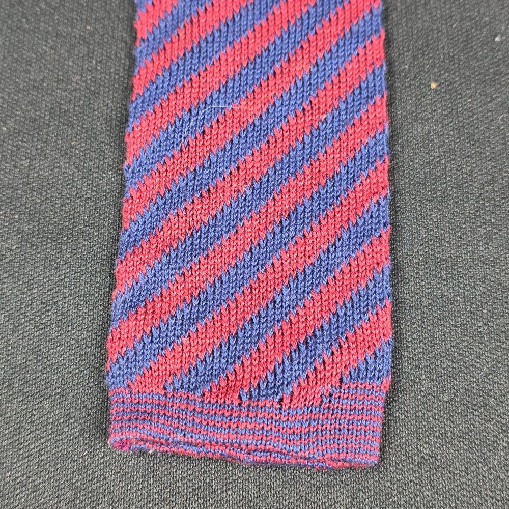 Don Robbie Men's Red Blue Striped Knit Cotton Tie Made in Italy